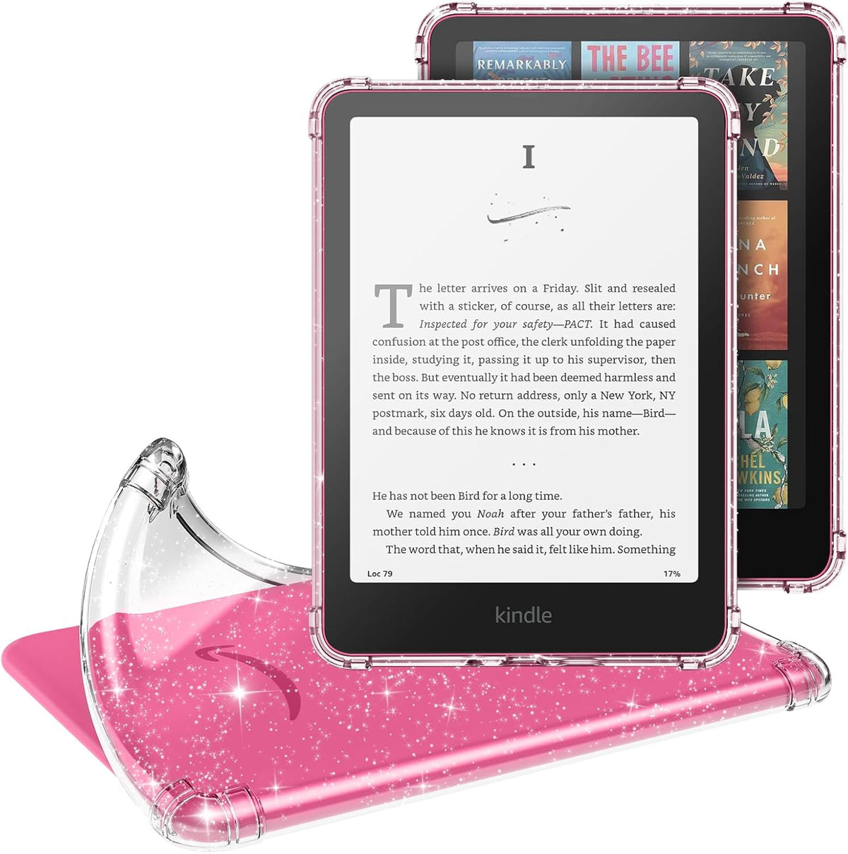 Glitter Clear Kindle Paperwhite gen 12, 7 inch, Release 2024, Jelly Case (Sticker & Kindle Aesthetic Friendly)