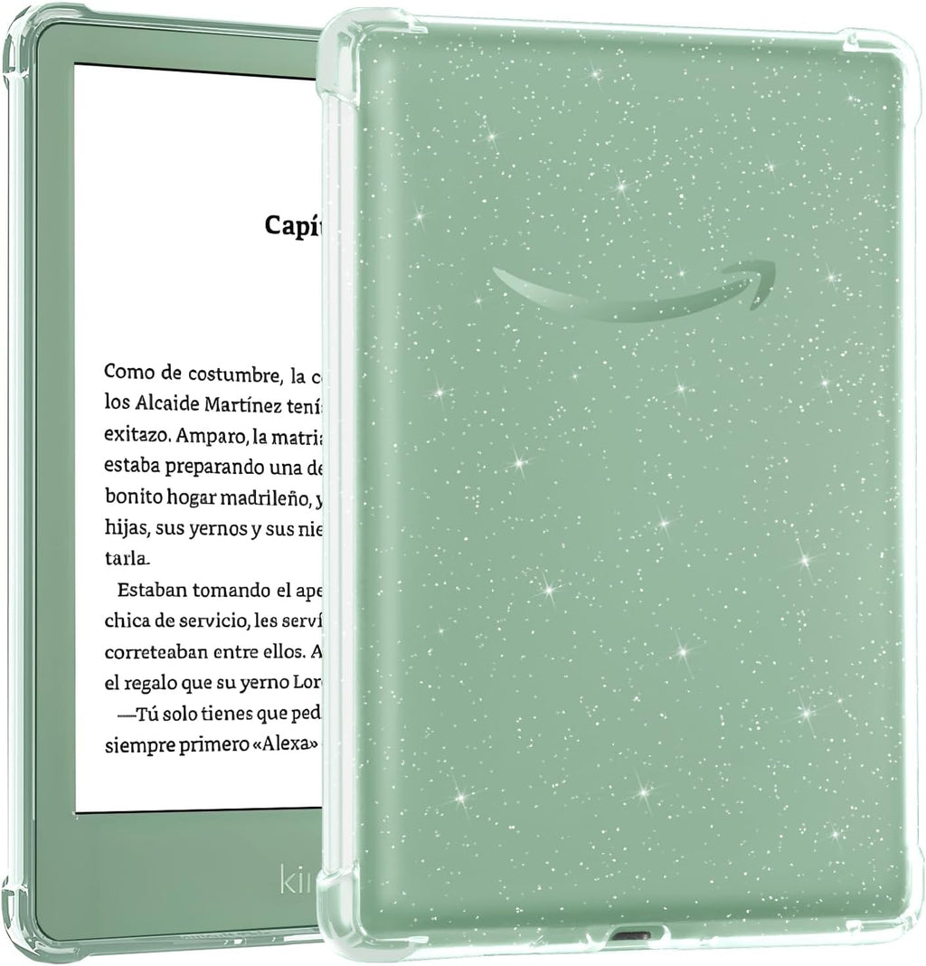 Glitter Clear Kindle gen 11, 6 inch, Release 2024, Jelly Case (Sticker & Kindle Aesthetic Friendly)