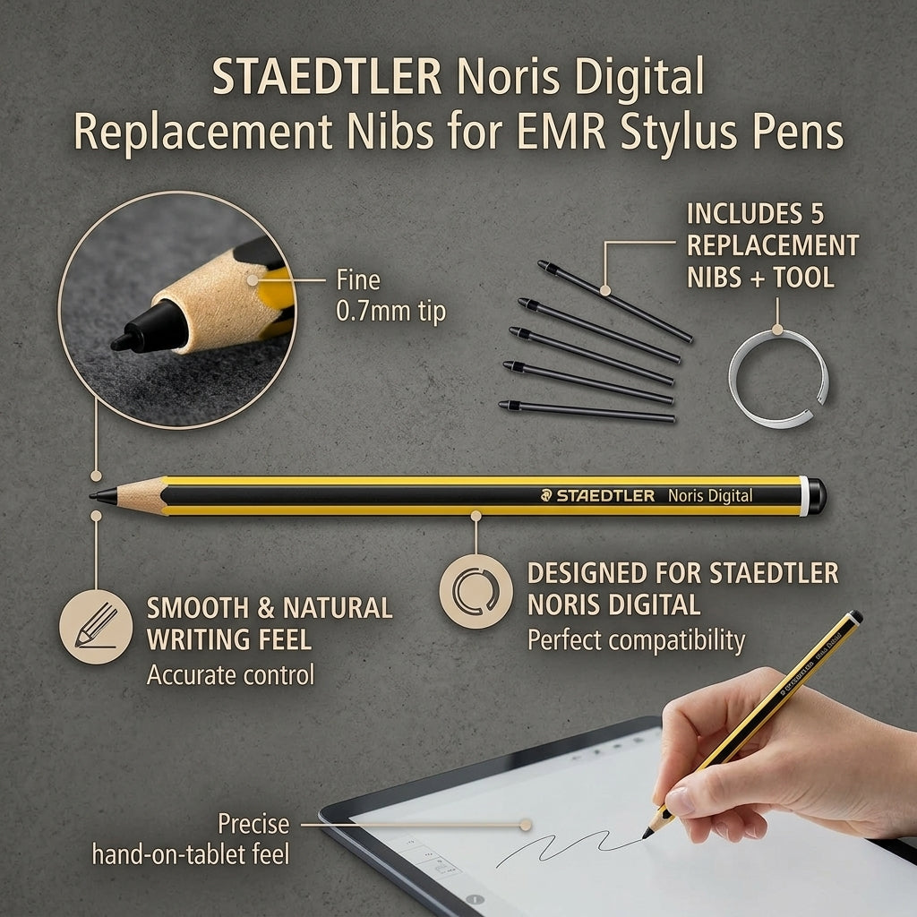 STAEDTLER Noris Digital Replacement Nibs for EMR Stylus Pens, 5-Pack with Tweezer Tool