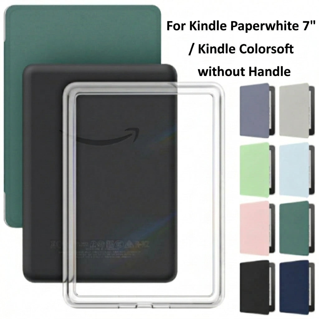 Clear Case with Smart Protective Cover, auto sleep wake NO Handle for Kindle paperwhite 7 inch 2024 Release