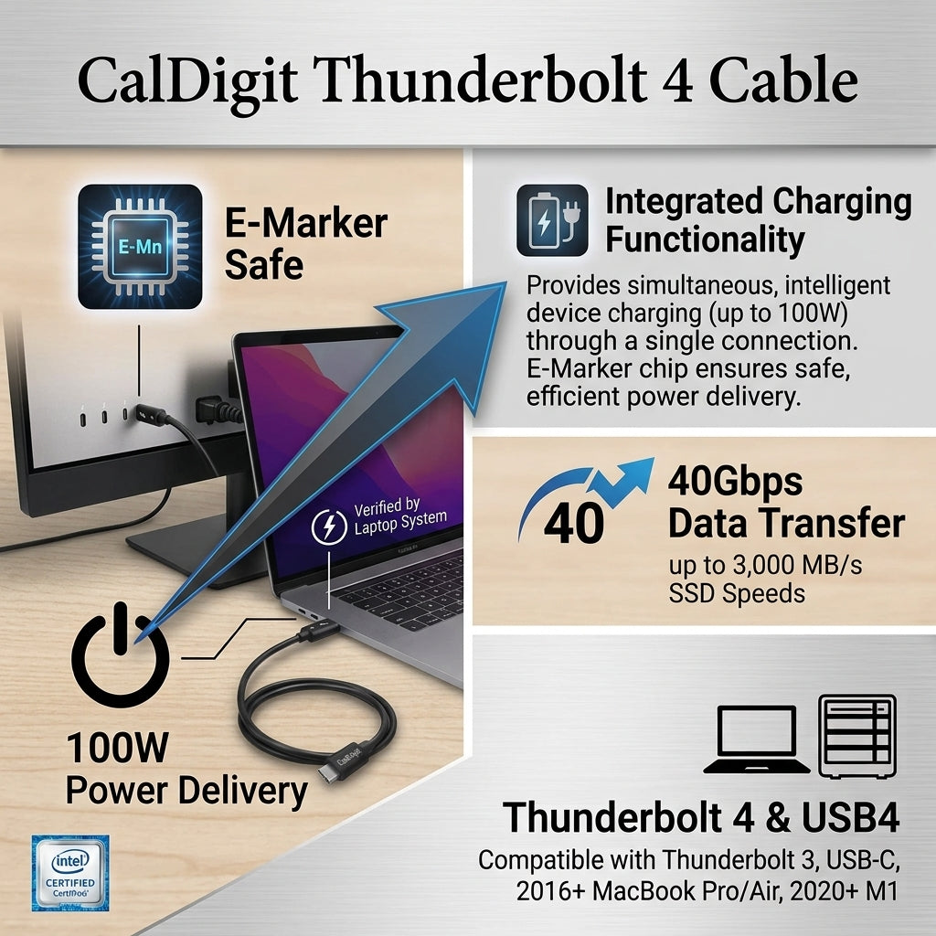 CalDigit Thunderbolt 4 Cable - 40Gbps 100W Charging - Intel Certified