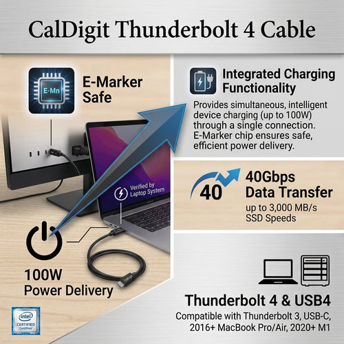 CalDigit Thunderbolt 4 Cable - 40Gbps 100W Charging - Intel Certified