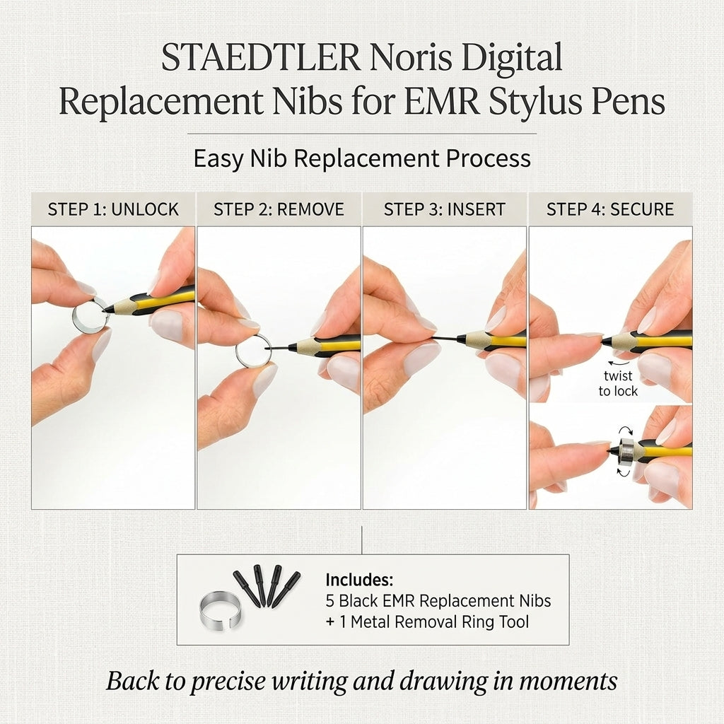 STAEDTLER Noris Digital Replacement Nibs for EMR Stylus Pens, 5-Pack with Tweezer Tool