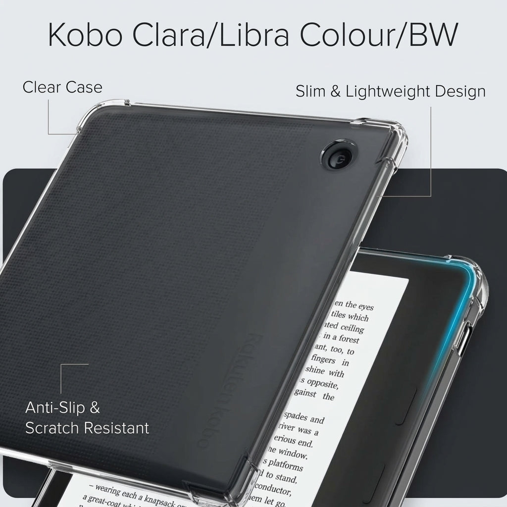 Kobo Clara/Libra Colour/BW Clear Case | Slim & Lightweight Design | Anti-Slip & Scratch Resistant