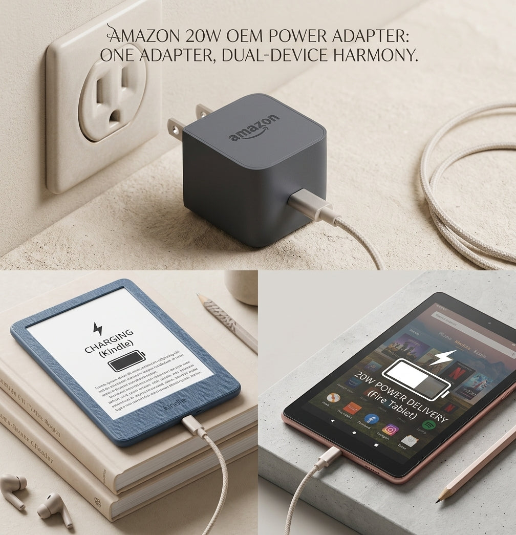 Amazon 20W Official OEM USB-C Charger and Power Adapter for Kindle eReaders and Fire Tablets