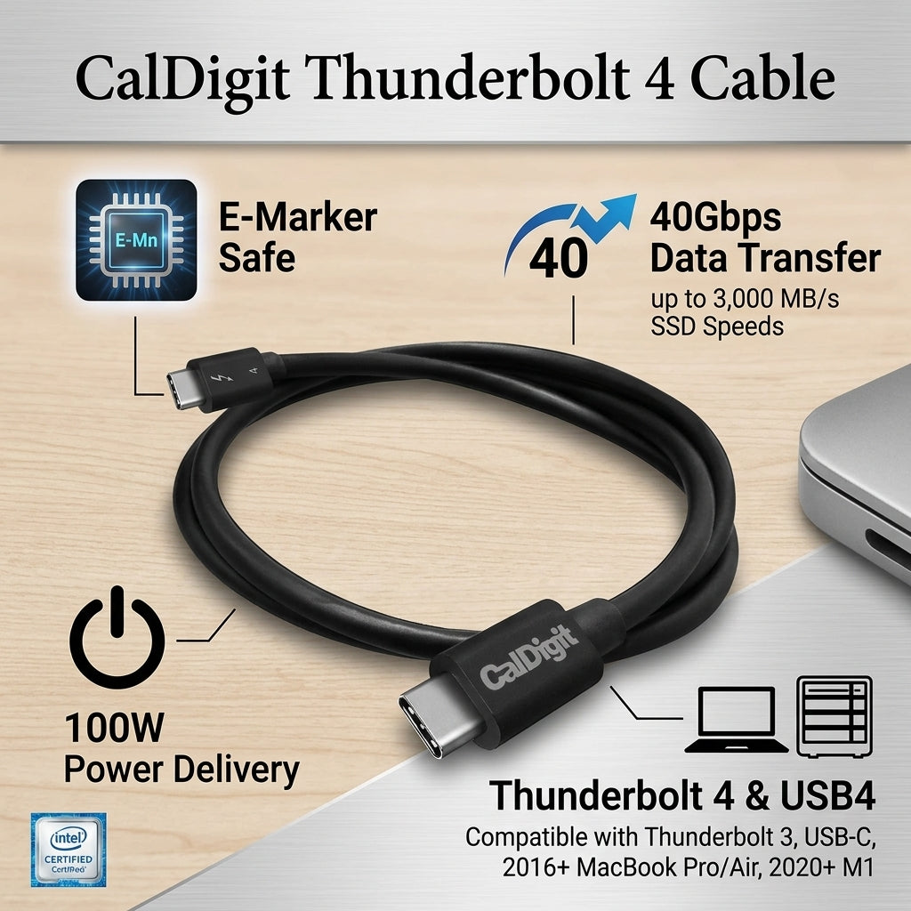 CalDigit Thunderbolt 4 Cable - 40Gbps 100W Charging - Intel Certified