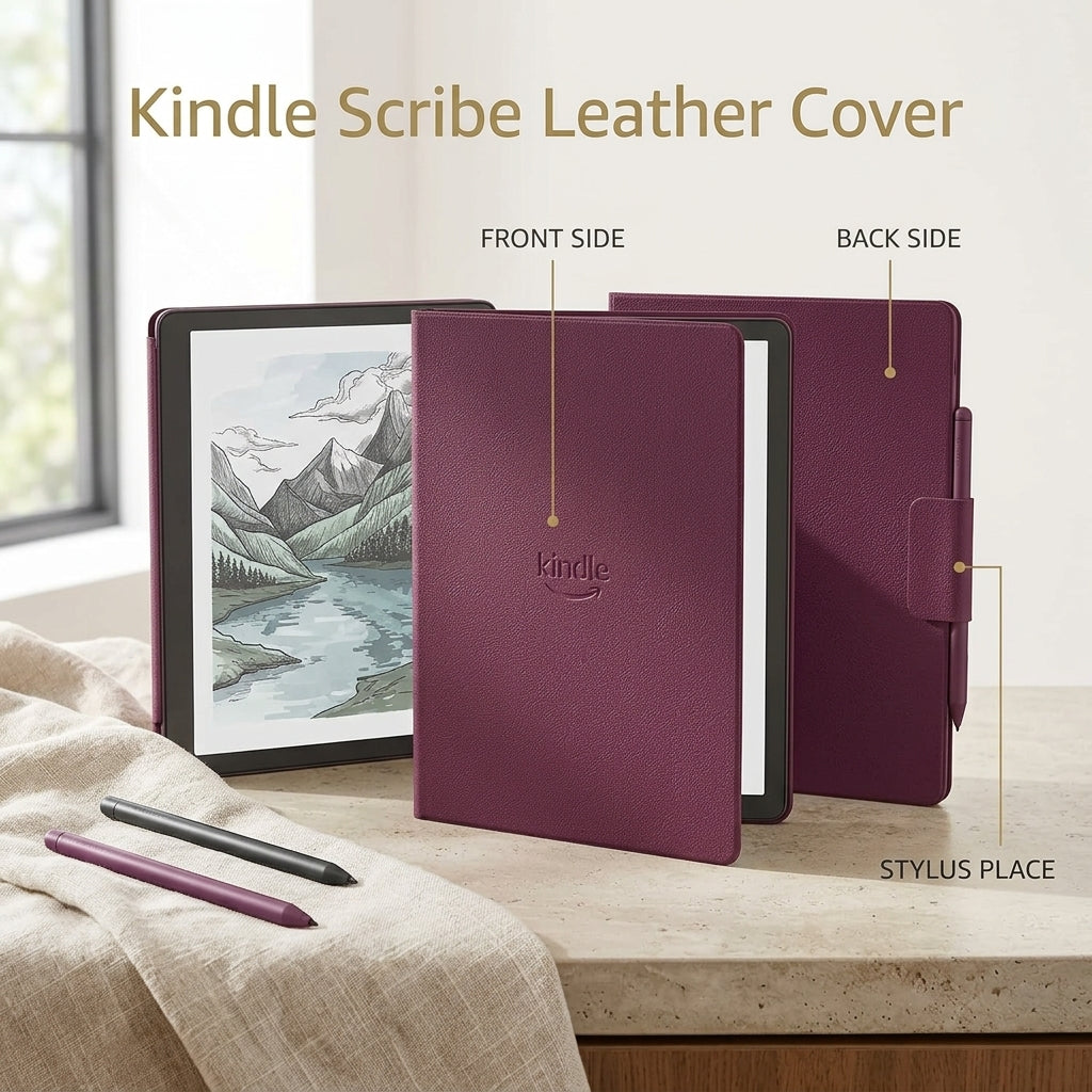 Amazon Kindle Scribe Executive Folio Cover with Magnetic Attach, Sleek Protective Case - Premium Leather
