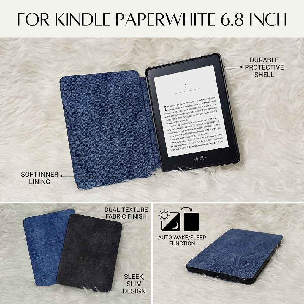 Case Denim sintetis Kindle Paperwhite ukuran 6.8inch (11th Generation-2021)