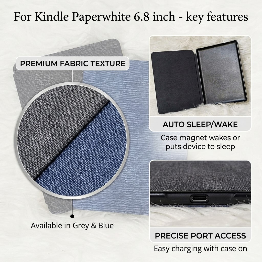 Case Denim sintetis Kindle Paperwhite ukuran 6.8inch (11th Generation-2021)
