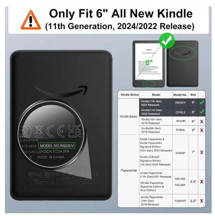 Case Kindle Basic Auto Sleep Wake NO Handle or Kindle 11th Gen 6 inch 2022