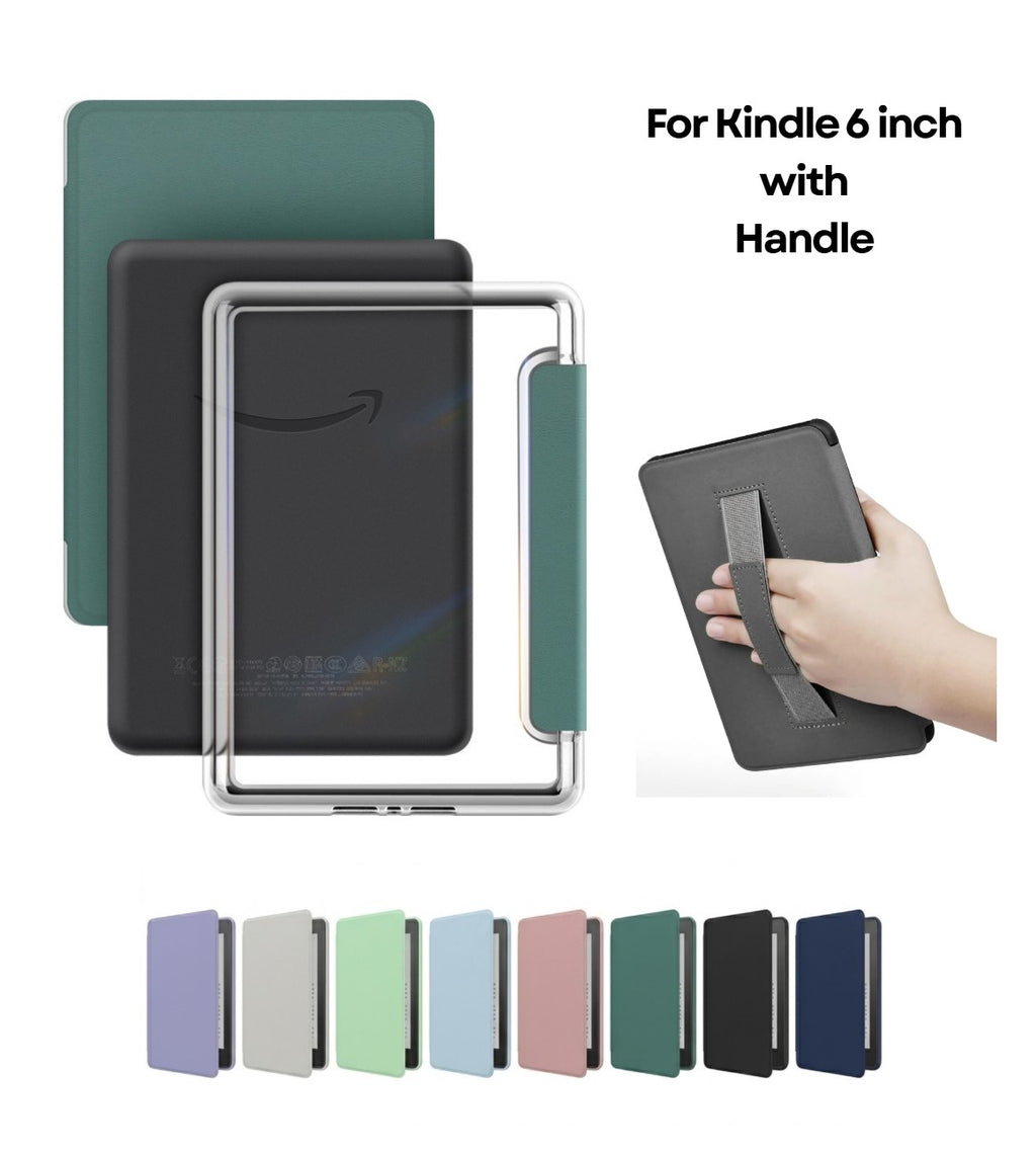 Clear Case with Smart Protective Cover with Handle For Kindle Basic 6" Inch 2022/2024 Release